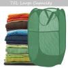 BATTOO Deluxe Strong Mesh Pop up Laundry Hamper Basket with Side Pocket for Laundry Room, Bathroom, Kids Room, College Dorm or Travel Green view 2