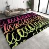 2x4 Runner Rug Neon Gradient Lines Rugs for Entryway, Irregular Personalized Text Washable Kitchen Rugs Soft Non Slip Anti Fatigue for Sink Laundry Indoor Hallways view 1