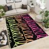 2x4 Runner Rug Neon Gradient Lines Rugs for Entryway, Irregular Personalized Text Washable Kitchen Rugs Soft Non Slip Anti Fatigue for Sink Laundry Indoor Hallways view 2