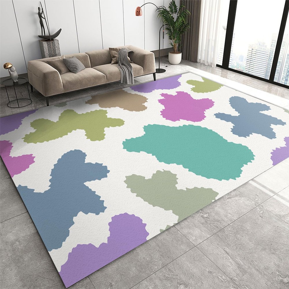 6x9 Area Rugs Paint Splash Rainbow Living Room Rugs, Generic Classroom Rug with Carpet Non-Slip Backing for Bedroom Office Home Decor