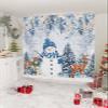 Eucalyptus Retro Farmhouse Deer Shower Curtain Set, 72"x72", Winter Snowman Blue, Snowflake Xmas, Washable Fabric, Waterproof Bathroom Decor view 1