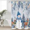 Eucalyptus Retro Farmhouse Deer Shower Curtain Set, 72"x72", Winter Snowman Blue, Snowflake Xmas, Washable Fabric, Waterproof Bathroom Decor view 2