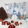 Eucalyptus Retro Farmhouse Deer Shower Curtain Set, 72"x72", Winter Snowman Blue, Snowflake Xmas, Washable Fabric, Waterproof Bathroom Decor view 3