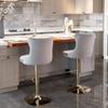 Swivel Counter Height Bar Stools Set of 4, Gray Kitchen Island Barstools, Velvet Adjustable Bar Height Stool Chairs, Tufted Back, Gold Metal Base, Sillas para Barra de Cocina (Grey, Velvet, 4 Pcs) view 3