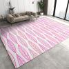 2x4 Runner Rug Pink Line Leaves Rugs for Entryway, Simple Creative Plants Washable Kitchen Rugs Soft Non Slip Anti Fatigue for Sink Laundry Indoor Hallways view 1