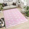 2x4 Runner Rug Pink Line Leaves Rugs for Entryway, Simple Creative Plants Washable Kitchen Rugs Soft Non Slip Anti Fatigue for Sink Laundry Indoor Hallways view 2