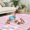 2x4 Runner Rug Pink Line Leaves Rugs for Entryway, Simple Creative Plants Washable Kitchen Rugs Soft Non Slip Anti Fatigue for Sink Laundry Indoor Hallways view 4