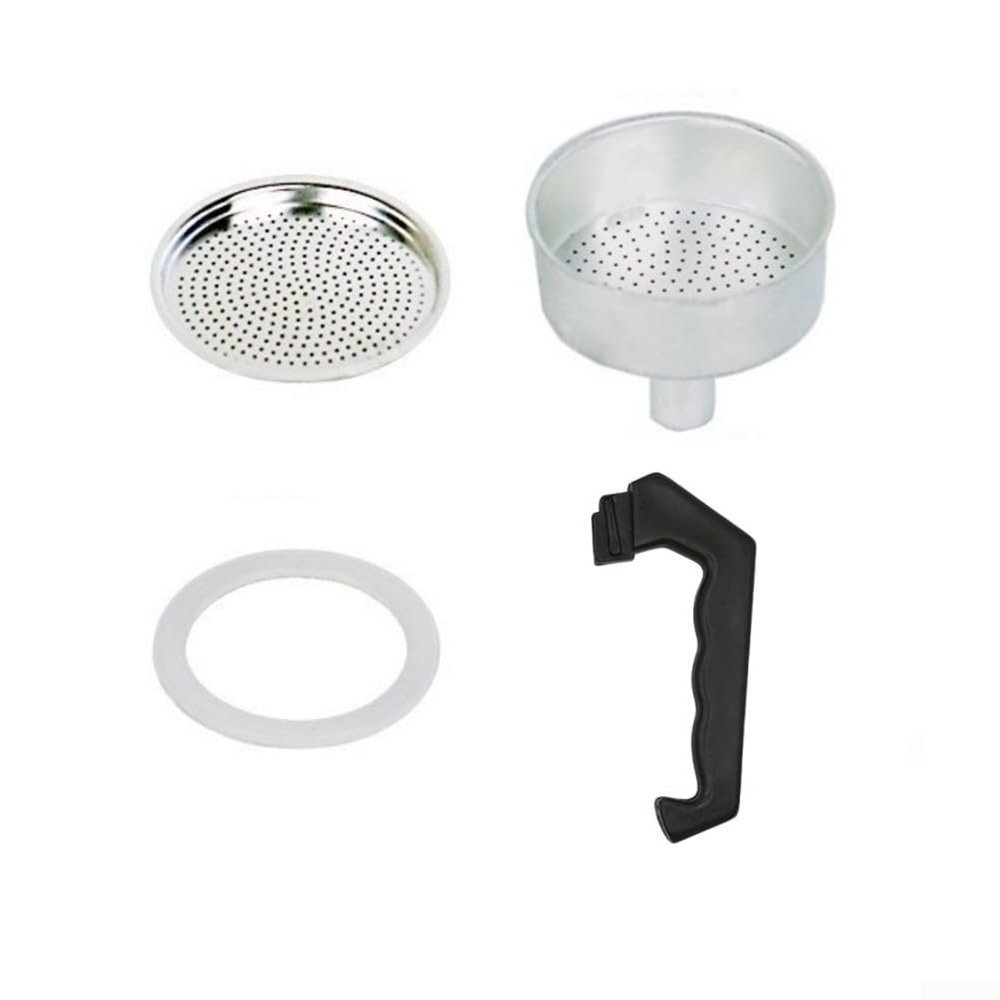Espresso Coffee Moka Pot Replacement Parts Set Include Handle Funnel Filter Gasket Seal (9 Cup)