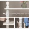 Yclty Wooden Clothes Shoe Rack Coat Stand, Garment Hanging Rail On Wheels, Heavy Duty Bedroom Garment Rack with 3 Shelves and Hooks for Coats Hats Scarf Jacket Dresses(White,120cm) view 3
