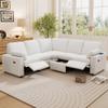 Hlcodca Modular Sectional Sofa Couch with Power Recliner Chair for Living Room, Convertible L- Shaped Sofa Couch with USB Charge Ports and Two Storage Drawers, for Home Office Theater (Beige-ss) view 1