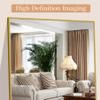 GlasFlength 70"x31" Oversized Standing Mirror with Stand, Free-Standing Leaning Wall-Mounted Body Mirror for Living Room, Bedroom & Cloakroom, Gold view 3