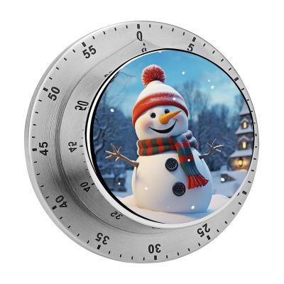 Stainless Steel Timer Happy Snowman Printed Kitchen Timers for Cooking Multi-Functional Timer for Home Baking Cooking