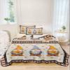 Quilt Set Full,Fall Thanksgiving Plants Gnome Summer Bedding Sets Lightweight Soft Bedspread Coverlet Set,Watercolor Maple Leaf Pumpkin on Boho Stripes 3 Pieces Bedding Set(1 Quilt, 2 Pillow Shams) view 3