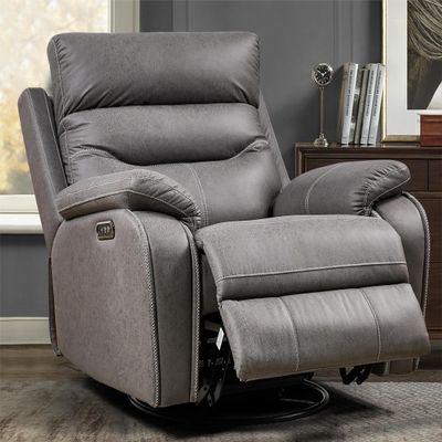 AYUYK Dual OKIN MotorRocking and 240-Degree Swivel Single Sofa Recliner with Unlimited Positions, with Power Headrest Function,Multi-Scene Applicable (Gray)