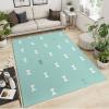 3x4 Rugs for Entryway Cute Cartoon Bow Low Pile Area Rug, Mint Green Creative Geometry Kids Bedroom Rug Soft for Coffee Shop Living Room Under Table Game Room view 2