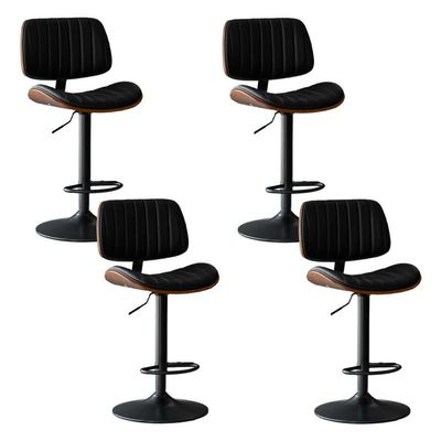 CraftThink Counter Stool, Upholstered Barstools Swivel Cafe Bar Stool with Adjustable Counter Height for Indoor Shop bar Home- Set of 4 Bar Stool (22.5"-30.5" H) Black