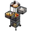 qorkhogr Rotating Storage Rack,Square Fruit and Vegetable Storage with Wheels Bathroom Metal Wire Shelf with Top Lid Kitchen Organization and Storage Mobile Utility Cart for Living Room Five Layers view 1