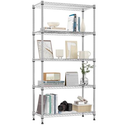 M MZG 1250 lbs 5 Tier Shelf Metal Storage Shelves Shelving Wire Rack Heavy Duty Closet Organizers for Garage Kitchen Bathroom Laundry Chrome 13.8" D x 29.5" W x 59.5" H