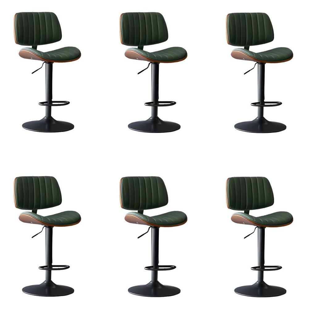 CraftThink Counter Stool, Upholstered Barstools Swivel Cafe Bar Stool with Adjustable Counter Height for Indoor Shop bar Home- Set of 6 Bar Stool (22.5"-30.5" H) Blackish Green