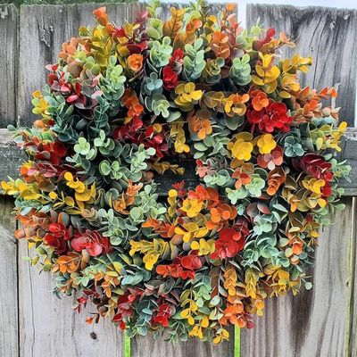 2024 Artificial Fall Peony and Pumpkin Wreath, Durable Year-Round Farmhouse Wreath - for Front Door, Rustic Fall Door Wreath with Pumpkin Berry Mixed Leaves for Thanksgiving, Halloween