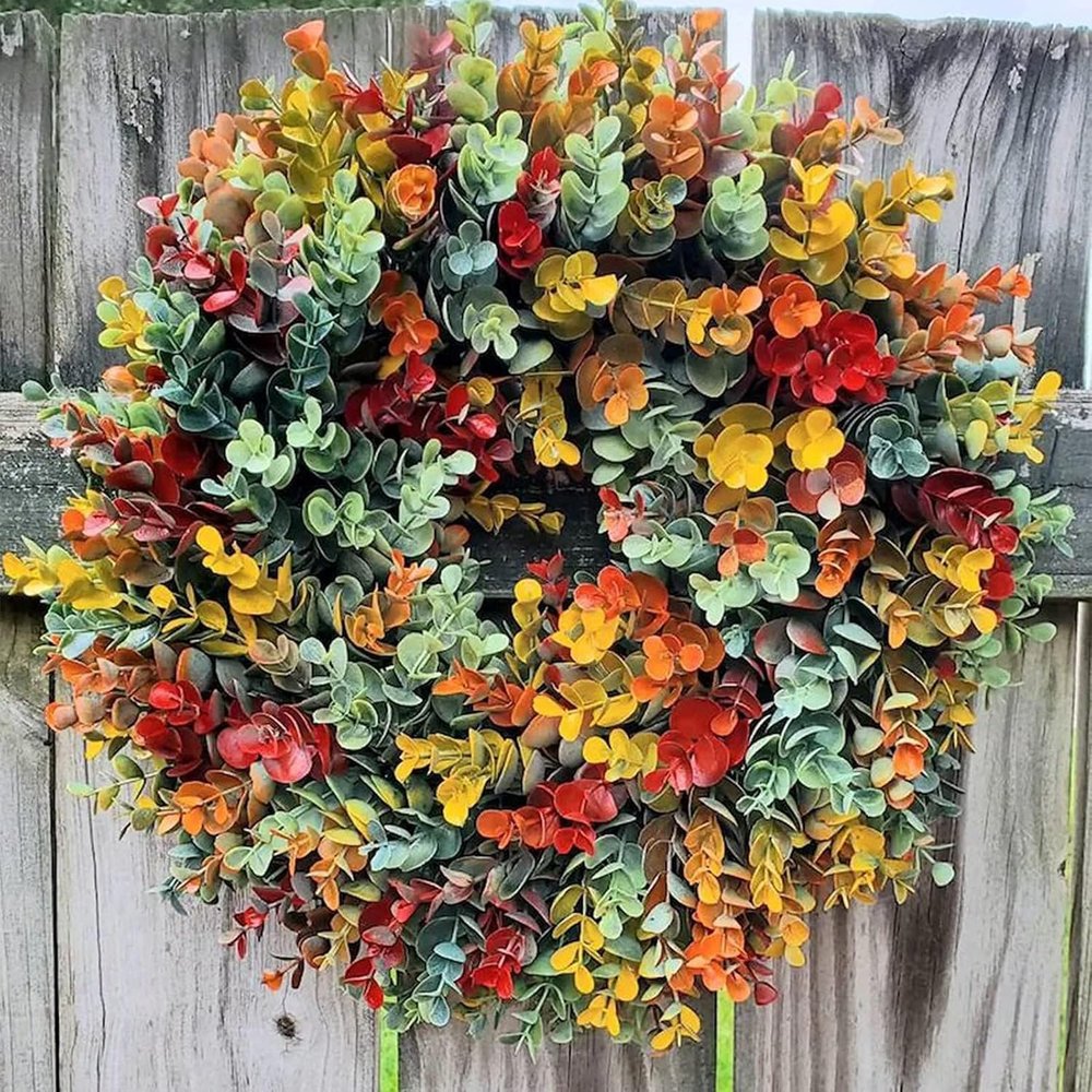 2024 Artificial Fall Peony and Pumpkin Wreath, Durable Year-Round Farmhouse Wreath - for Front Door, Rustic Fall Door Wreath with Pumpkin Berry Mixed Leaves for Thanksgiving, Halloween