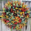 2024 Artificial Fall Peony and Pumpkin Wreath, Durable Year-Round Farmhouse Wreath - for Front Door, Rustic Fall Door Wreath with Pumpkin Berry Mixed Leaves for Thanksgiving, Halloween view 1