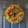 2024 Artificial Fall Peony and Pumpkin Wreath, Durable Year-Round Farmhouse Wreath - for Front Door, Rustic Fall Door Wreath with Pumpkin Berry Mixed Leaves for Thanksgiving, Halloween view 4