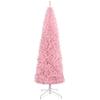 HOMCOM 8ft Douglas Fir Pencil Christmas Tree, Slim Artificial Christmas Tree with 1168 Branch Tips and Metal Stand, Skinny Hinged Xmas Tree for Home Party Holiday Decoration, Pink view 1