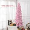 HOMCOM 8ft Douglas Fir Pencil Christmas Tree, Slim Artificial Christmas Tree with 1168 Branch Tips and Metal Stand, Skinny Hinged Xmas Tree for Home Party Holiday Decoration, Pink view 3