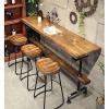 Solid Wood Wall Bar Table Narrow Long High Table Counter Height Table Bar Table with Metal Legs Rectangular Dining Table for Restaurant Bistro Cafe Tea Shop Home Without Stools view 1