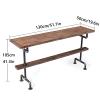 Solid Wood Wall Bar Table Narrow Long High Table Counter Height Table Bar Table with Metal Legs Rectangular Dining Table for Restaurant Bistro Cafe Tea Shop Home Without Stools view 2