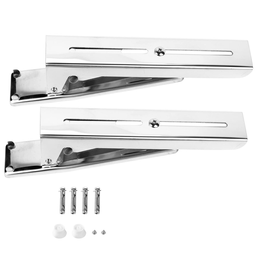 2x Kitchen Stainless Steel Universal Wall Mounted Microwave Brackets, Microwave Oven Bracket Sturdy Foldable Stretch Wall Mount Rack Shelf