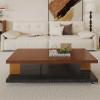 47.24" Rectangular Coffee Table with Storage, 2-Tier Farmhouse Wood Center Coffee Table for Living Room, Modern Design Home Furniture view 1