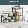 Jeanoko Adjustable Kitchen Cabinet Organizers, Simple Multifunctional Storage Rack Organizer with Adjustable Shelf, for Kitchen and Office view 4
