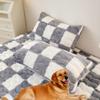 EDVKLNG Milk Velvet Checkered Bedding Mattress Cover,Luxury Fuzzy Flannel Fluffy Mattress Twin Bed Non-Slip Protector,Milk Velvet Mattress Covers Fitted Velvet Plush Sheet (Grey,Pillow case*2) view 1