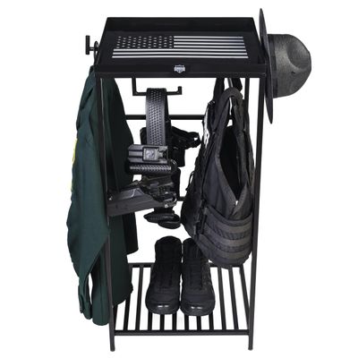Guard The Line Police Gear Rack - Law Enforcement & Military Gear Stand Organizer - Uniform, Vest & Duty Belt Holder - Tactical Equipment Storage - Cop Caddy Gift