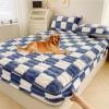 EDVKLNG Milk Velvet Checkered Bedding Twin Mattress Cover, Luxury Fuzzy Flannel Fluffy Non-Slip Protector, Blue, 59.0 * 78.7in view 1