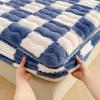 EDVKLNG Milk Velvet Checkered Bedding Twin Mattress Cover, Luxury Fuzzy Flannel Fluffy Non-Slip Protector, Blue, 59.0 * 78.7in view 3
