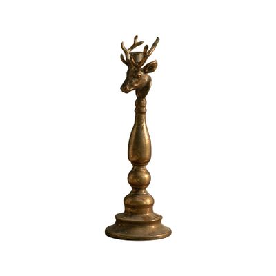 Vintage Metal Iron Candle Holder, Christmas Holiday Decoration, Reindeer-Shaped Distressed Candle Holder, Suitable for Creative Tabletop Decor in Restaurants. (5.3  5.3  19.3 inches)