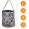 LFDSKCBR Halloween Candy Bucket White Tiger in The Snow Printing Halloween Candy Basket with Handles Cute Polyester Candy Tote Buckets Halloween Bakset Reusable for Halloween Supplies view 2
