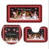 YOUNGKIDS Christmas Snowman Bathroom Rug Set, 3 Piece Non-Slip Washable Bath Mats, Holiday Bathroom Decor for Xmas, Merry Christmas Bath Rugs with U-Shaped Toilet Mat and Lid Cover view 1