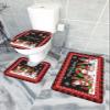 YOUNGKIDS Christmas Snowman Bathroom Rug Set, 3 Piece Non-Slip Washable Bath Mats, Holiday Bathroom Decor for Xmas, Merry Christmas Bath Rugs with U-Shaped Toilet Mat and Lid Cover view 2