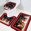 YOUNGKIDS Christmas Snowman Bathroom Rug Set, 3 Piece Non-Slip Washable Bath Mats, Holiday Bathroom Decor for Xmas, Merry Christmas Bath Rugs with U-Shaped Toilet Mat and Lid Cover view 4