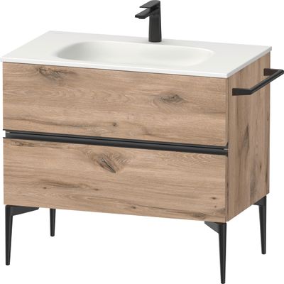 Duravit Sivida SV46510BD550000 Vanity Unit with 2 Drawers 810 x 477 x 592 mm Matte Diamond Black Matt Oak