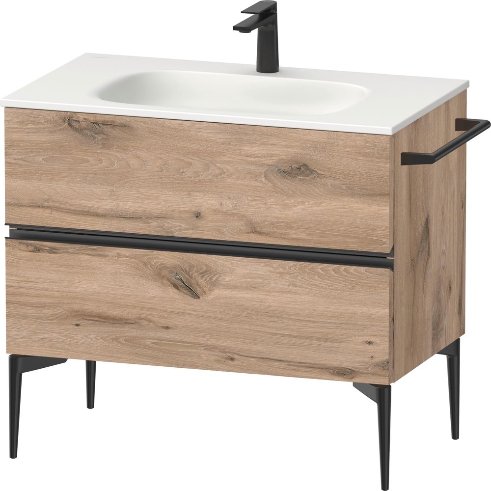Duravit Sivida SV46510BD550000 Vanity Unit with 2 Drawers 810 x 477 x 592 mm Matte Diamond Black Matt Oak