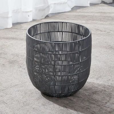 WNGJZZYC Imitation Rattan Woven Laundry Basket with Metal Frame, Laundry Hamper Large Capacity, Lightweight Multipurpose Portable Clothes Laundry Baskets(33x34cm/13x14in)