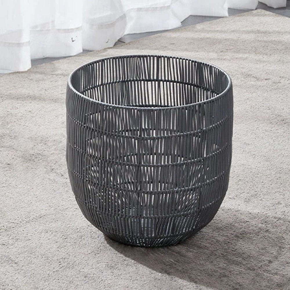 WNGJZZYC Imitation Rattan Woven Laundry Basket with Metal Frame, Laundry Hamper Large Capacity, Lightweight Multipurpose Portable Clothes Laundry Baskets(33x34cm/13x14in)