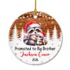 Personalized Promoted to Big Brother Ceramic Ornament, New Brother Raccoon Ornament Christmas 2026, Customized Date & Name Sibling Raccoon Keepsake Xmas Ornaments Gift for Pregnancy Announcement view 1