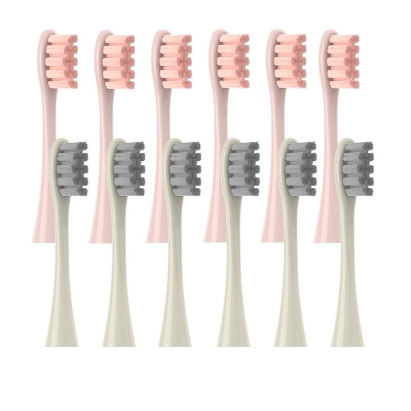 XvuaTeIw 12PCS Vacuum Sealed Packed Replacement Brush Heads Compatible with Oclean X PRO/ Z1/ F1/ One/Air 2 /SE Soft Deep Cleaning Nozzles(6Pink6BeigeGray)