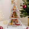 MOTUZP Christmas Wooden Ornament Light up Christmas Tree Pendant Wood Christmas Night Light Christmas Tree Hanging Ornament with LED for Christmas Winter Home Tables Decor (B) view 4
